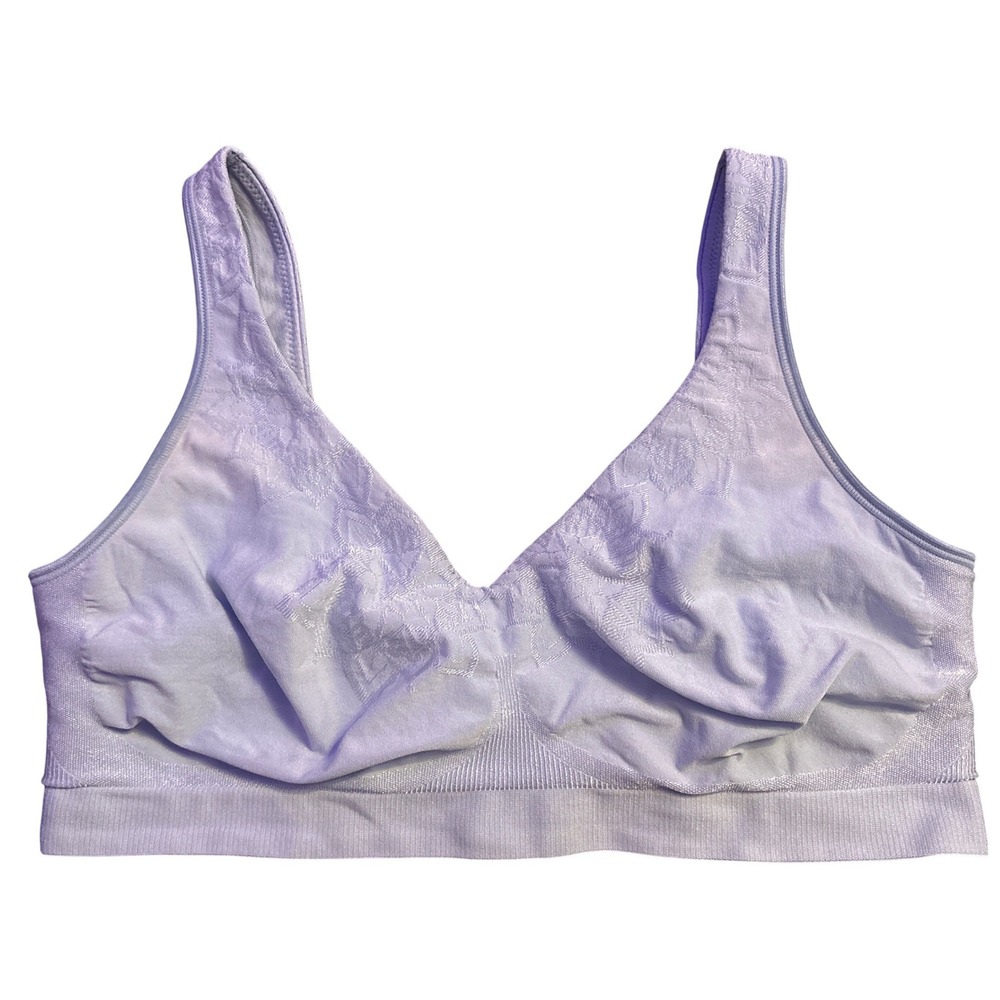Hanes Wireless Full Figure Comfort Bra Lace Light Blue XL